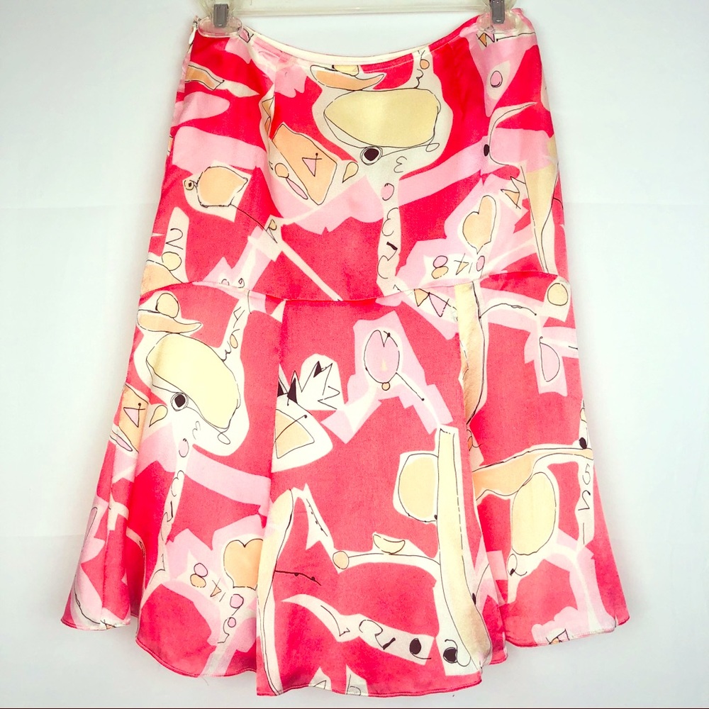 Tocca Abstract Print 100% Silk Skirt Size 0